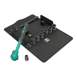 Jeu de cliquet Wera Zyklop Comfort, levier d'inversion, emmanchement 3/8", syst. impérial, 11 pièces