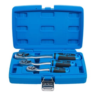 Jeu de cliquets denture fine 6,3 mm (1/4") - 10 mm (3/8") - 12,5 mm (1/2") 3 pièces BGS