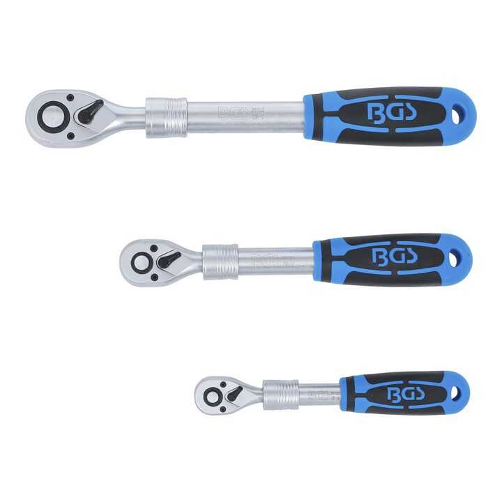 Jeu de cliquets extensible BGS, 6,3 mm (1/4") - 10 mm (3/8") - 12,5 mm (1/2"), 3 pièces