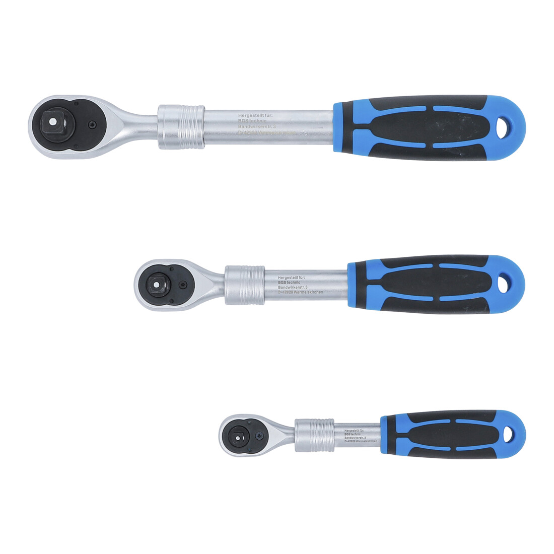 Jeu de cliquets extensible BGS, 6,3 mm (1/4") - 10 mm (3/8") - 12,5 mm (1/2"), 3 pièces