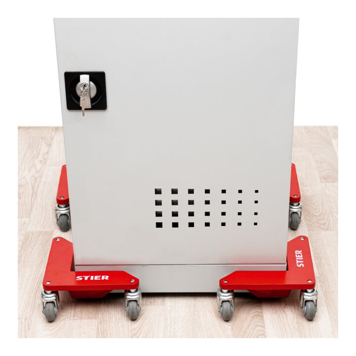 Jeu de coins roulants en aluminium STIER, capacité de charge 100 kg, 305x165x85 mm