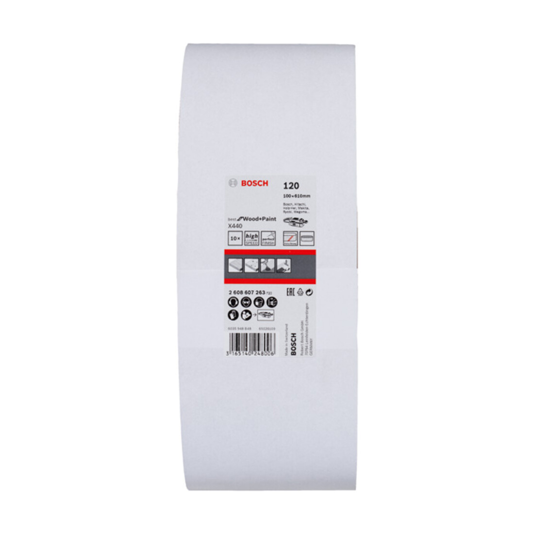 Jeu de courroies abrasives Bosch X440 Best for Wood and Paint 10 pièces 100 x 610 mm 120