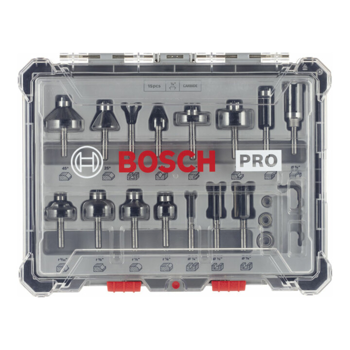 Jeu de couteaux Bosch 1/4" queue 15 pièces
