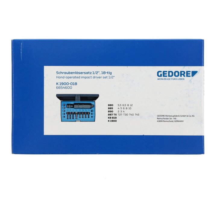 Jeu de desserrage de vis Gedore 1/2" 18 pièces
