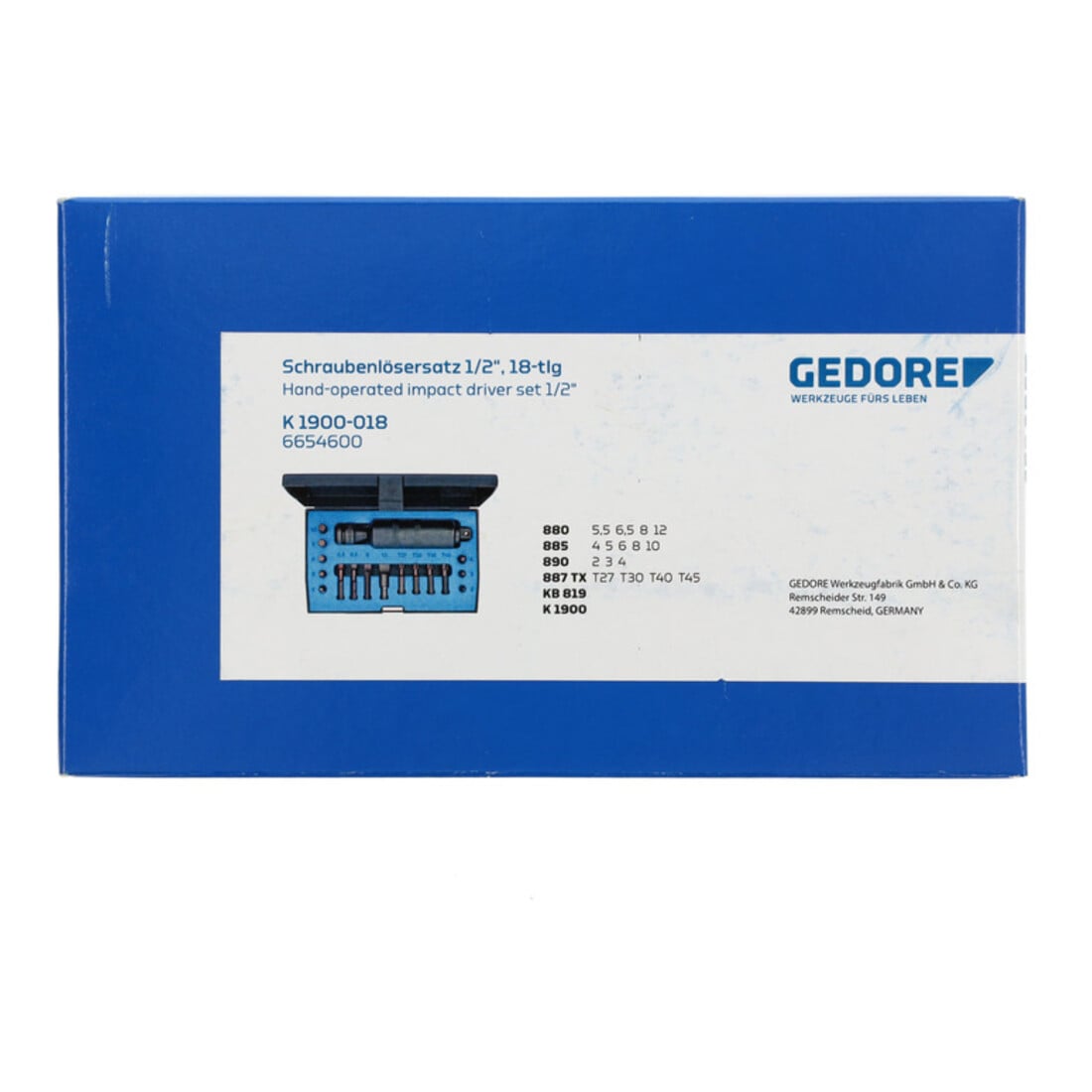 Jeu de desserrage de vis Gedore 1/2" 18 pièces