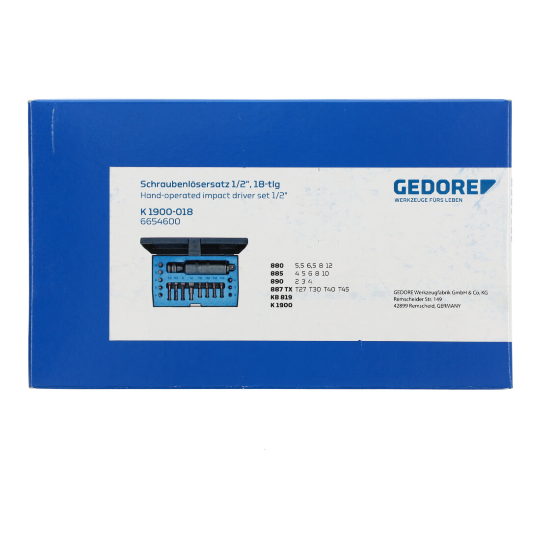 Jeu de desserrage de vis Gedore 1/2" 18 pièces