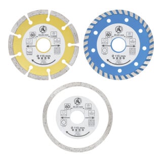 Jeu de disques de coupe au diamant Ø d’perçage frontal 20 mm Ø 115 mm 3 pièces BGS Do it yourself