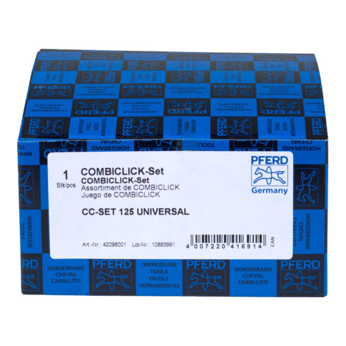 Jeu de disques fibre PFERD COMBICLICK corindon diamètre 125mm A36, 60, 80, 120 avec plateau-support CC-H-GT pour applications universelles
