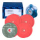 Jeu de disques fibre PFERD COMBICLICK grain céramique diamètre 125mm CO-COOL 36, 60, 80, 120 avec plateau-support CC-H-GT pour inox-1