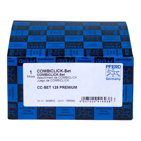 Jeu de disques fibre PFERD COMBICLICK grain céramique diamètre 125mm CO-COOL 36, 60, 80, 120 avec plateau-support CC-H-GT pour inox