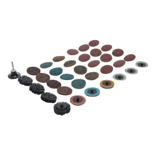 Jeu de disques/plateaux abrasifs Ø 50 mm 35 pièces BGS