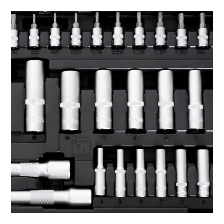 Jeu de douilles 1/4" 3/8" 1/2" STIER, 179 pièces