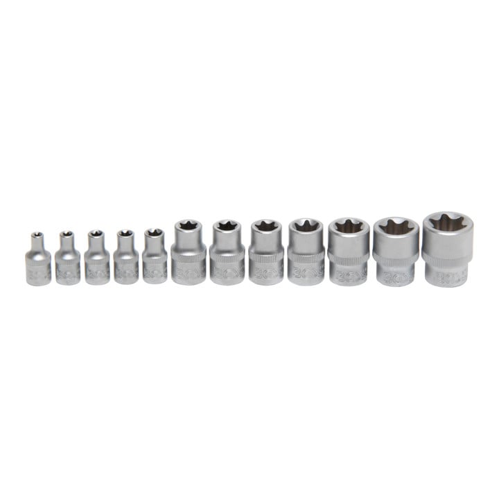 Jeu de Douilles 6,3 mm (1/4") + 10 mm (3/8") E4 - E20 12 pièces BGS