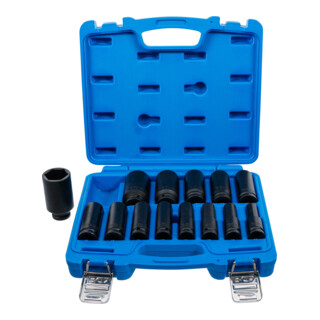 Jeu de douilles à choc, six pans, profondes 12,5 mm (1/2") 10 - 32 mm 14 pièces Kraftmann