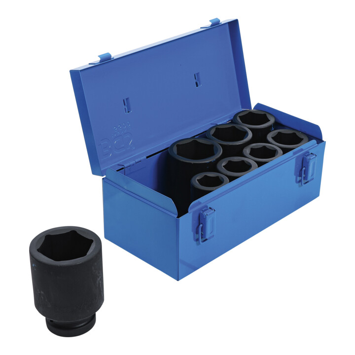 Jeu de douilles à choc, six pans, profondes 25 mm (1") 27 - 50 mm 8 pièces BGS