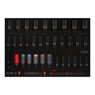 Jeu de douilles à chocs 1/2" dans insert en mousse, 39 pcs KS Tools