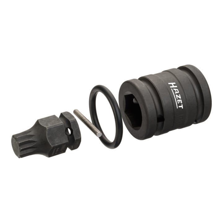 Jeu de douilles à chocs 2549-18/4 ∙ Carré creux 20 mm (3/4 pouce) ∙ Profil denture multiple intérieur XZN ∙ Nombre d'outils : 4 HAZET