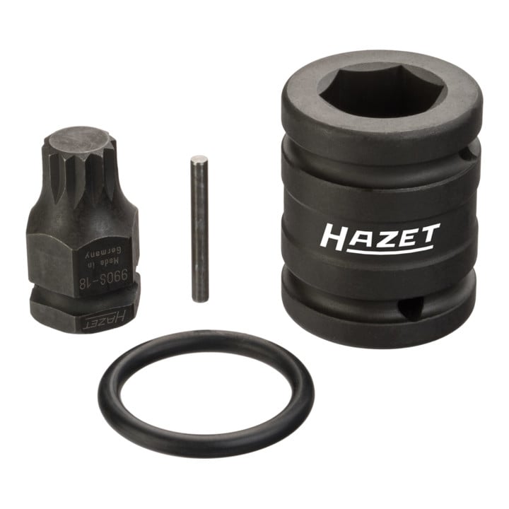 Jeu de douilles à chocs 2549-18/4 ∙ Carré creux 20 mm (3/4 pouce) ∙ Profil denture multiple intérieur XZN ∙ Nombre d'outils : 4 HAZET
