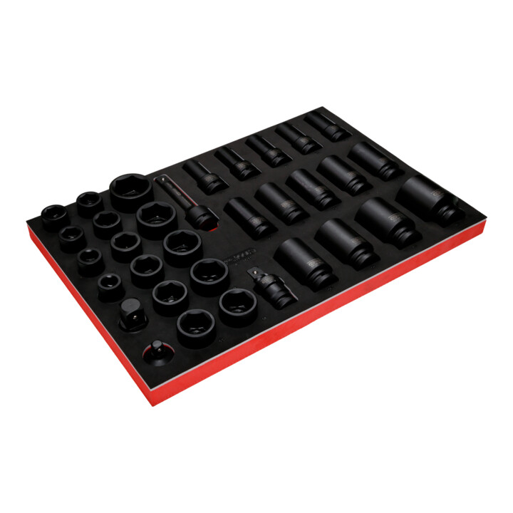 Jeu de douilles à chocs 3/4" dans insert en mousse, 33 pcs KS Tools