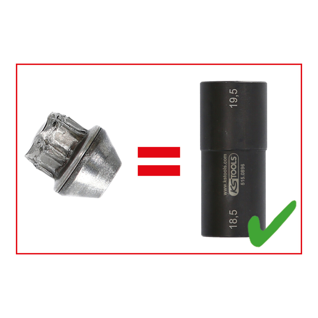 Jeu de douilles à chocs spéciales 1/2" KS Tool pour jantes aluminium, pour Ford, 18,5 / 19,5 / 20,5 / 21,5 mm, 2 pcs