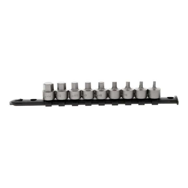 Jeu de douilles à embout 3/8" à six pans creux KS Tools courtes, 9 pcs, 4-14 mm