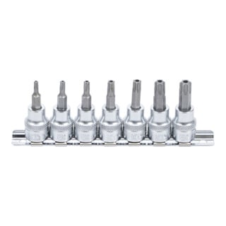 Jeu de douilles à embouts 10 mm (3/8") Profil T (pour TX Plus) avec perçage T15 - T50 7 pièces BGS