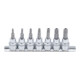 Jeu de douilles à embouts 10 mm (3/8") Profil T (pour TX Plus) avec perçage T15 - T50 7 pièces BGS-1