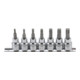 Jeu de douilles à embouts 10 mm (3/8") profil T (pour TX) T15 - T50 7 pièces BGS-1