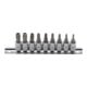 Jeu de douilles à embouts 6,3 mm (1/4") Profil T (pour TX Plus) avec perçage T10 - T50 9 piéces BGS-1