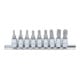 Jeu de douilles à embouts 6,3 mm (1/4") Profil T (pour TX Plus) T10 - T50 9 piéces BGS-1