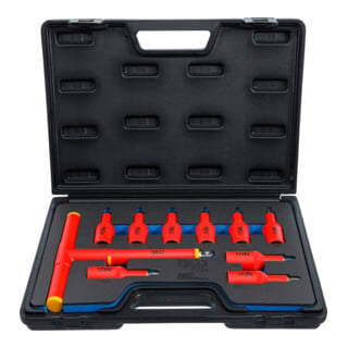 Jeu de douilles à embouts VDE Empreinte carré femelle 12,5 mm (1/2") Profil T (pour TX) T20 – T55 10 pièces BGS