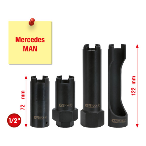 Jeu de douilles à ergots pour vis de pression Mercedes et MAN, 4 pcs KS Tools