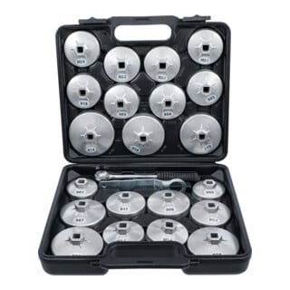 Jeu de douilles à filtres (cloches) à huile fonte d’aluminium 12,5 mm (1/2") 23 pièces BGS Do it yourself