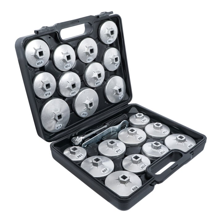 Jeu de douilles à filtres (cloches) à huile fonte d’aluminium 12,5 mm (1/2") 23 pièces BGS Do it yourself