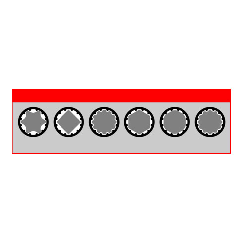 VIGOR Jeu de clés à douille multiprofil 6,3 mm (1/4") carré creux - 12 pièces, L 25 mm