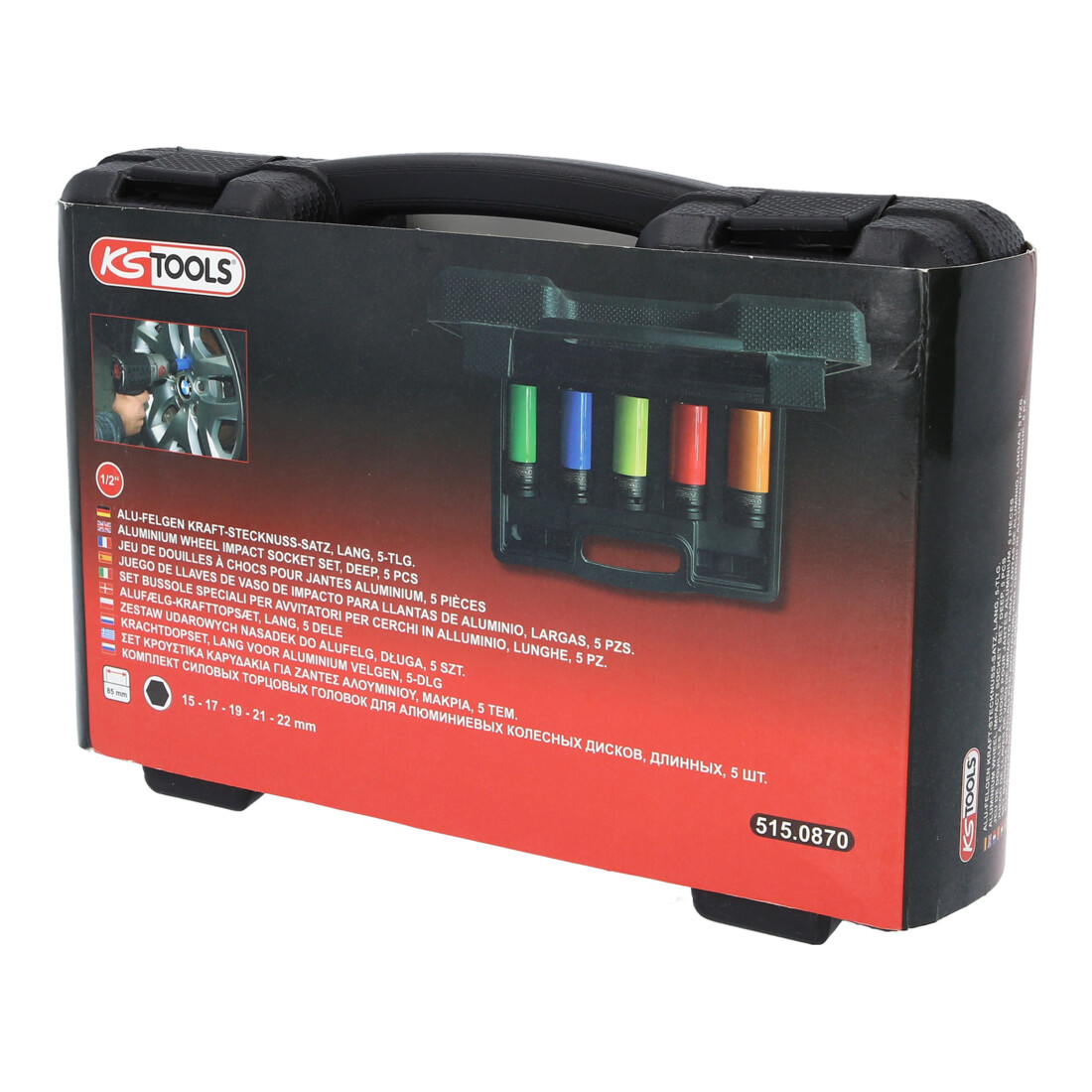 Jeu de douilles de force KS Tools 1/2 pouce en aluminium robuste, 5 pces