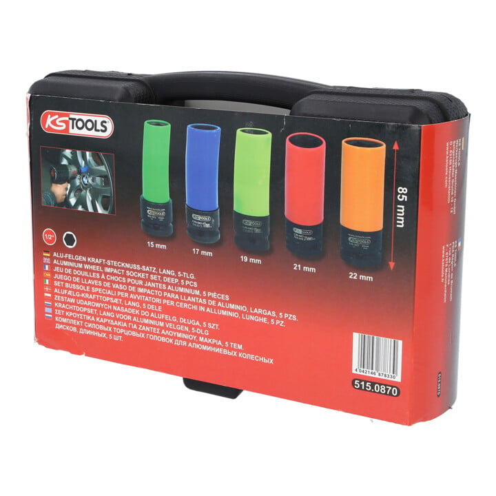 Jeu de douilles de force KS Tools 1/2 pouce en aluminium robuste, 5 pces