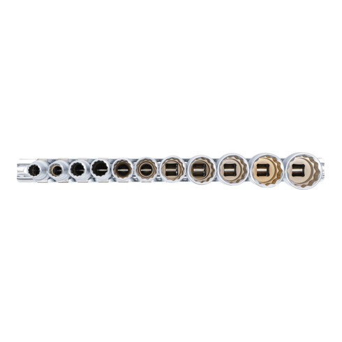 Jeu de Douilles, douze pans, profondes 10 mm (3/8") en pouces 11 pièces BGS