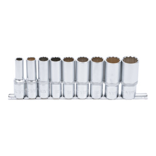 Jeu de douilles, douze pans, profondes 12,5 mm (1/2") 10 - 24 mm 9 pièces BGS