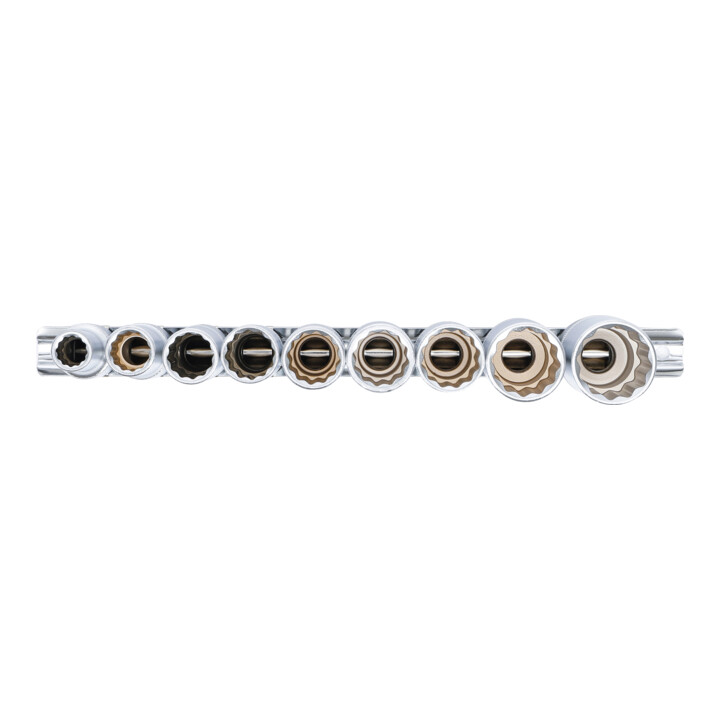 Jeu de douilles, douze pans, profondes 12,5 mm (1/2") 10 - 24 mm 9 pièces BGS