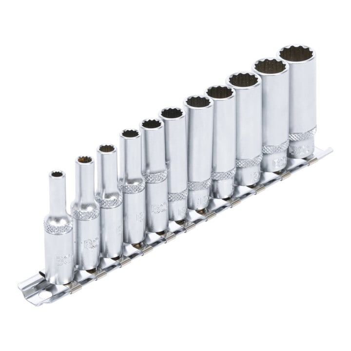 Jeu de douilles, douze pans, profondes 6,3 mm (1/4") 4 - 13 mm 11 pièces BGS
