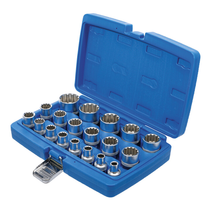 Jeu de douilles Gear Lock 12,5 mm (1/2") 19 pièces BGS