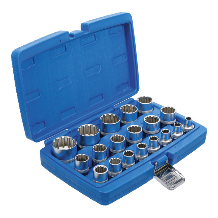 Jeu de douilles Gear Lock 12,5 mm (1/2") 19 pièces BGS