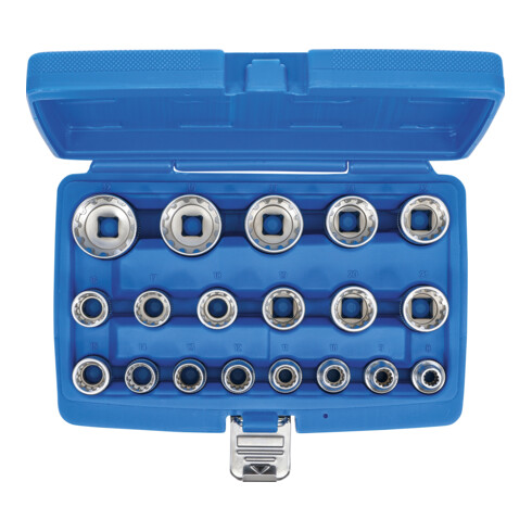 Jeu de douilles Gear Lock 12,5 mm (1/2") 19 pièces BGS