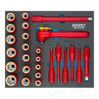 jeu de douilles isolées 163-544/26 carré creux 12,5 mm (1/2 pouce) extérieur hexagone traction profil Outils : 26 HAZET