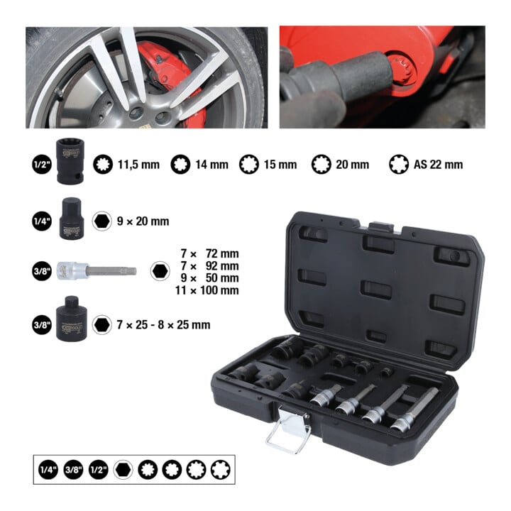 Jeu de douilles KS Tools pour étriers de freins, 12 pcs