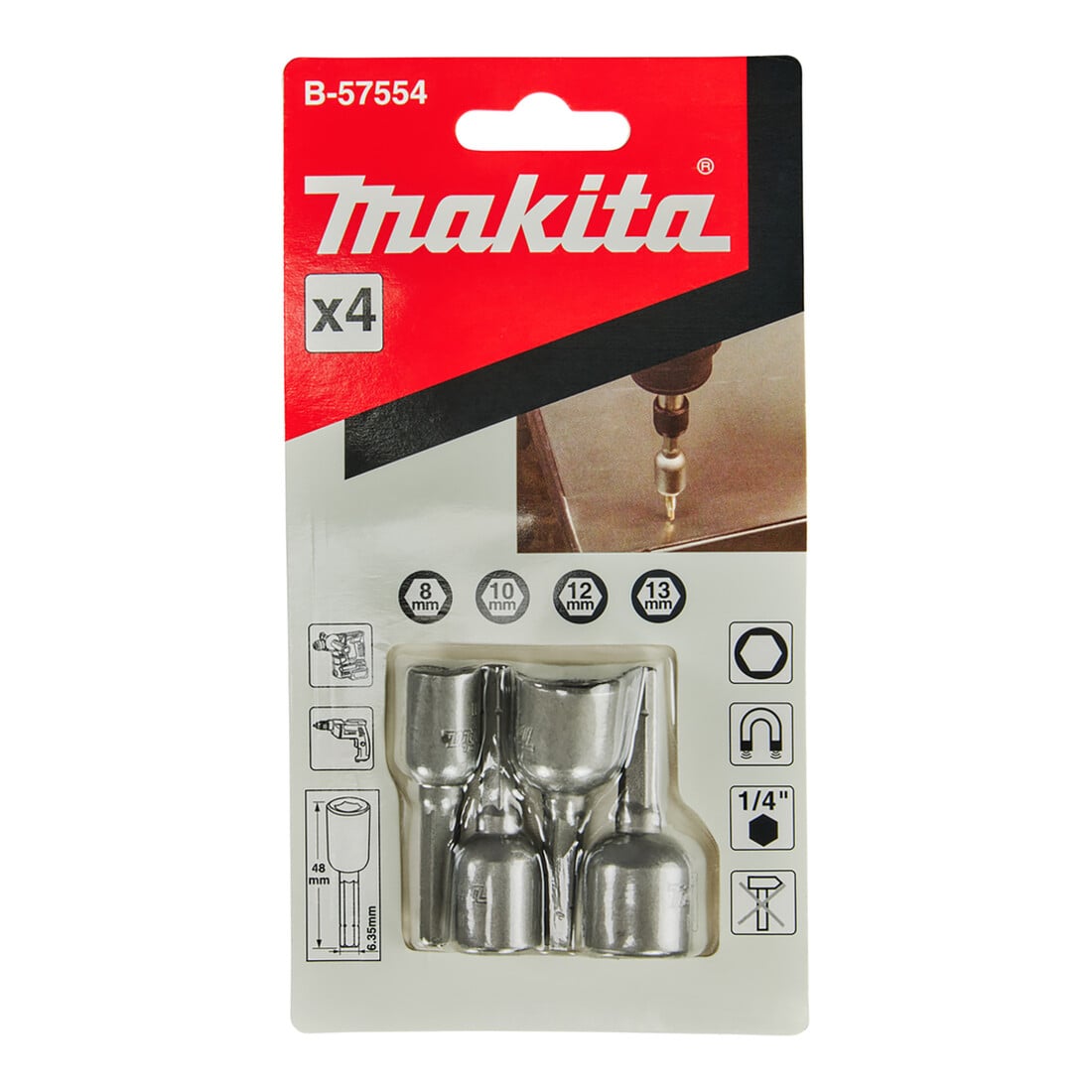 Jeu de douilles Makita 1/4" 5pcs B-39176