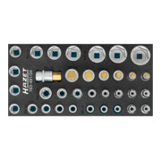 Jeu de douilles mâles / douilles 163-491/34 ∙ Carré creux 12,5 mm (1/2 pouce) ∙ Profil TX extérieur, Profil Traction à 6 pans extérieurs, Profil à 6 pans intérieurs ∙ Nombre d'outils : 34 HAZET-1
