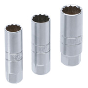 Jeu de douilles pour bougies d’ignition, douze pans transmission par carré femelle 10 mm (3/8") 14 - 16 - 18 mm 3 pièces BGS-3