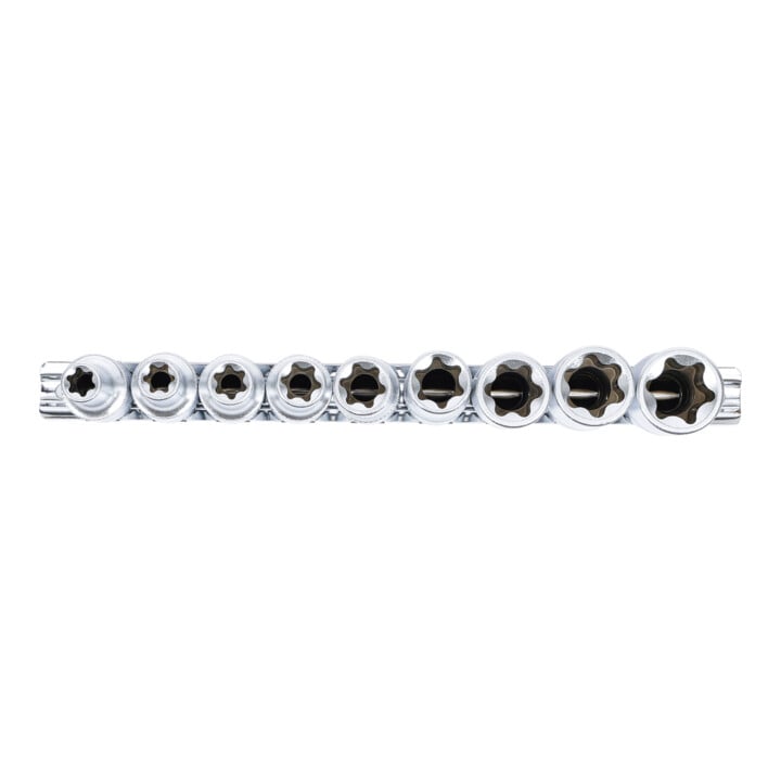 Jeu de douilles, profil E, profondes 12,5 mm (1/2") E10 - E24 9 pièces BGS